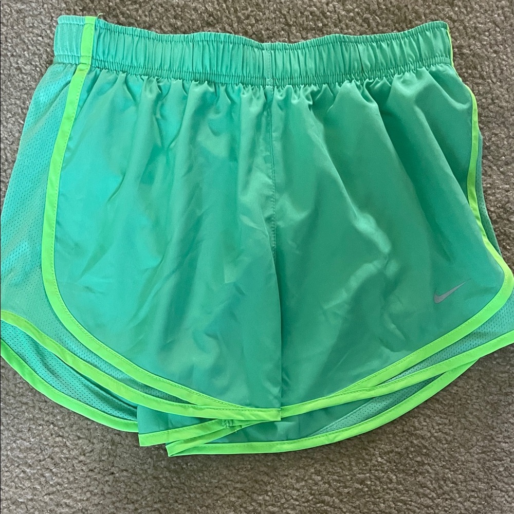 Nike Women's Teal and Lime Athletic Shorts